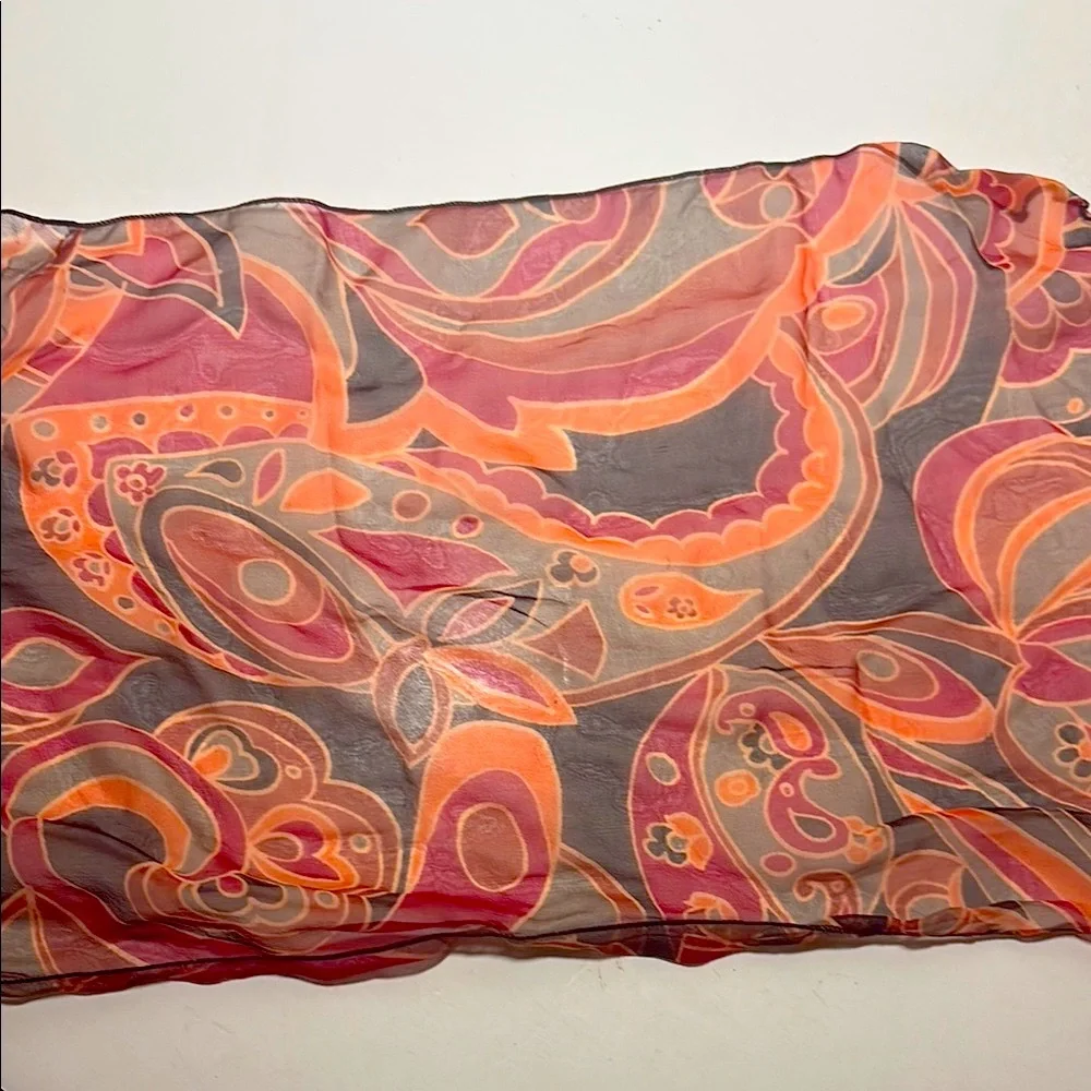 The Limited Red and Orange Silk Scarf with Elegant Design